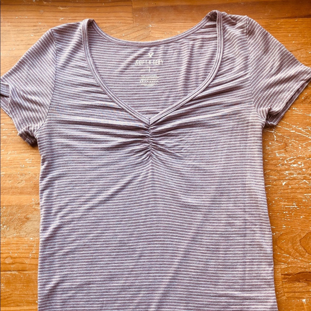 American Eagle soft and sexy mauve striped shirt.